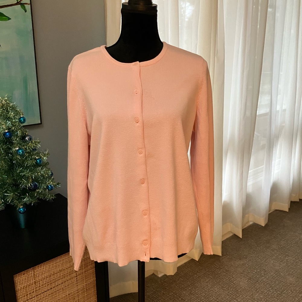 Women’s XL Croft & Barrow Pastel Pink Button Up Fine Gage Cardigan Soft Girl